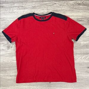 Tommy Hilfiger Red Short Sleeve Crewneck with Navy Accents